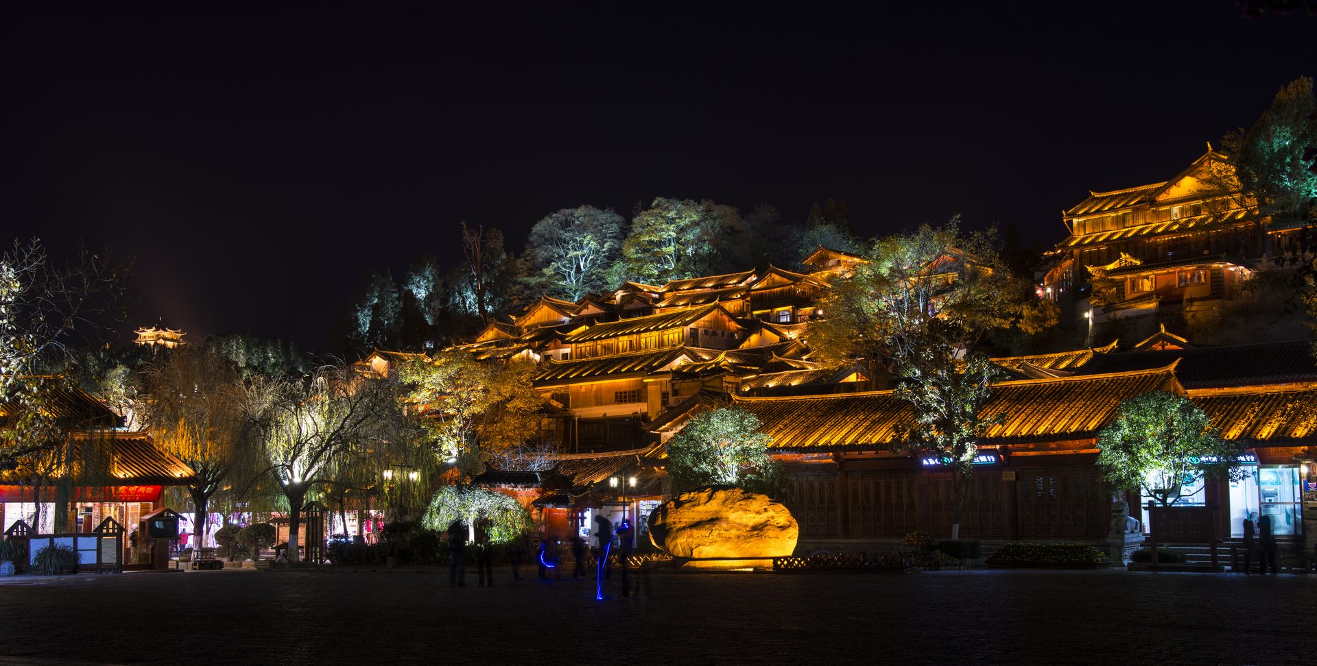 Lijiang old town illuminated at night